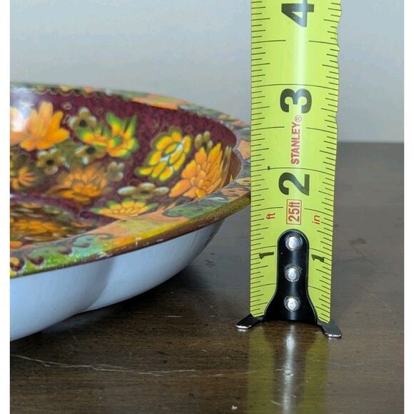 Daher Decorated Ware Tin Bowl Round Floral Orange Yellow Made In England 1971 - Picture 7 of 7